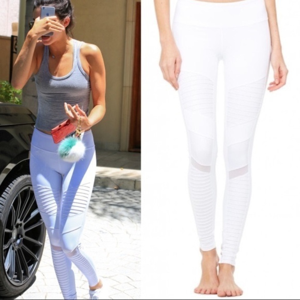 Alo white moto legging